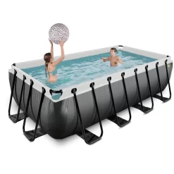 EXIT TOYS EXIT Black Leather Zwembad 400x200x100cm Met Filterpomp - Zwart -Kinderen Buitenspeelgoed exit black leather zwembad 400x200x100cm met filterpomp zwart a337680 4