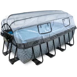 EXIT TOYS EXIT Frame Pool 4x2x1,22m (12v Sand Filter) - Grijs + Zonnedak