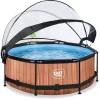EXIT TOYS EXIT Frame Pool ø244x76cm (12v Cartridge Filterpomp) - Houten Look & Zonneda