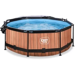 EXIT TOYS EXIT Frame Pool ø244x76cm (12v Cartridge Filterpomp) - Houten Look & Zonneda -Kinderen Buitenspeelgoed exit frame pool o244x76cm 12v cartridge filterpomp houten look amp zonneda a305796 2