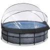 EXIT TOYS EXIT Frame Pool ø427x122cm (12v Sand Filter) - Grijs + Zonnedak + Warmtepomp