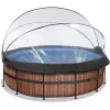 EXIT TOYS EXIT Frame Pool ø427x122cm (12v Sand Filter) - Houtoptiek + Zonnedak + Warmtepom