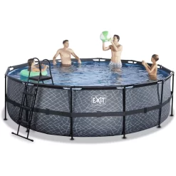 EXIT TOYS EXIT Frame Pool ø488x122cm (12v Filterpomp) - Grijs -Kinderen Buitenspeelgoed exit frame pool o488x122cm 12v filterpomp grijs a305806 4