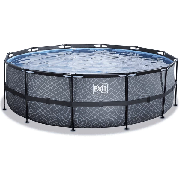 EXIT TOYS EXIT Stone Pool ø450x122cm Met Zandfilterpomp, Grijs 2 EXIT TOYS EXIT Stone Pool ø450x122cm Met Zandfilterpomp, Grijs - Afbeelding 2