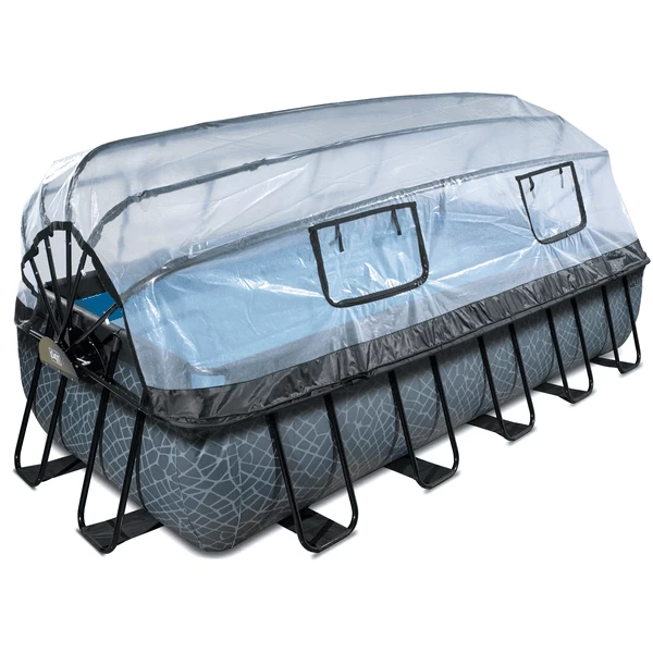 EXIT TOYS EXIT Stone Zwembad 540x250x100cm Met Afdekking, Sand Filter En Warmtepomp, Grijs 2 EXIT TOYS EXIT Stone Zwembad 540x250x100cm Met Afdekking, Sand Filter En Warmtepomp, Grijs - Afbeelding 2