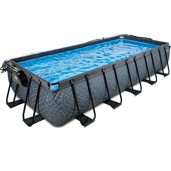 EXIT TOYS EXIT Stone Zwembad 540x250x100cm Met Afdekking, Sand Filter En Warmtepomp, Grijs 3 EXIT TOYS EXIT Stone Zwembad 540x250x100cm Met Afdekking, Sand Filter En Warmtepomp, Grijs - Afbeelding 3