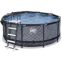 EXIT TOYS EXIT Stone Zwembad ø360x122cm Met Afdekking En Sand Filterpomp, Grijs -Kinderen Buitenspeelgoed exit stone zwembad o360x122cm met afdekking en sand filterpomp grijs a294621 2