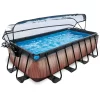 EXIT TOYS EXIT Wood Pool 400x200x100cm Met Afdekking, Sand Filter En Warmtepomp, Bruin
