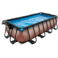 EXIT TOYS EXIT Wood Pool 400x200x100cm Met Afdekking, Sand Filter En Warmtepomp, Bruin -Kinderen Buitenspeelgoed exit wood pool 400x200x100cm met afdekking sand filter en warmtepomp bruin a294604 2