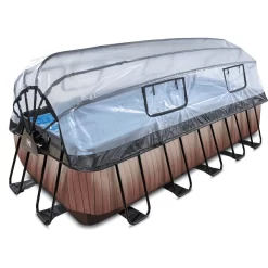 EXIT TOYS EXIT Wood Pool 540x250x122cm Met Afdekking En Sand Filter En Warmtepomp, Bruin