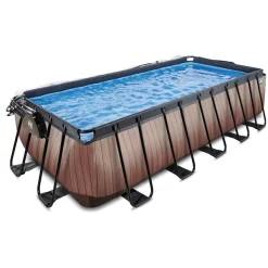 EXIT TOYS EXIT Wood Pool 540x250x122cm Met Afdekking En Sand Filterpomp, Bruin -Kinderen Buitenspeelgoed exit wood pool 540x250x122cm met afdekking en sand filterpomp bruin a294633 2