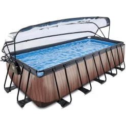 EXIT TOYS EXIT Wood Pool 540x250x122cm Met Afdekking En Sand Filterpomp, Bruin