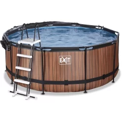 EXIT TOYS EXIT Wood Pool ø360x122cm Met Afdekking, Sand Filter- En Warmtepomp, Bruin -Kinderen Buitenspeelgoed exit wood pool o360x122cm met afdekking sand filter en warmtepomp bruin a294637 2
