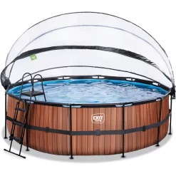 EXIT TOYS EXIT Wood Pool ø450x122cm Met Afdekking, Sand Filter En Warmtepomp, Bruin
