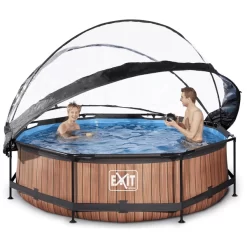 EXIT TOYS EXIT Wood Zwembad ø300x76cm Met Overkapping En Filterpomp - Bruin -Kinderen Buitenspeelgoed exit wood zwembad o300x76cm met overkapping en filterpomp bruin a269440 4