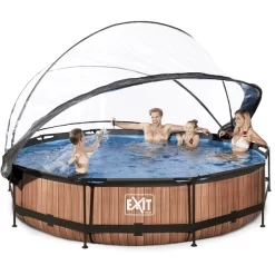 EXIT TOYS EXIT Wood Zwembad ø360x76cm Met Overkapping En Filterpomp - Bruin -Kinderen Buitenspeelgoed exit wood zwembad o360x76cm met overkapping en filterpomp bruin a269445 4