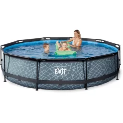 EXIT TOYS EXIT-zwembad Stone ø 360 X 76 Cm Met Filterpomp - Grijs -Kinderen Buitenspeelgoed exit zwembad stone o 360 x 76 cm met filterpomp grijs a294977 3