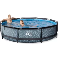 EXIT TOYS EXIT-zwembad Stone ø 360 X 76 Cm Met Filterpomp - Grijs -Kinderen Buitenspeelgoed exit zwembad stone o 360 x 76 cm met filterpomp grijs a294977 4
