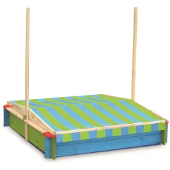 John® Zandbak Gekleurd Met Dak Groen/blauw -Kinderen Buitenspeelgoed john zandbak gekleurd met dak groen blauw a317710 2