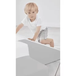 KIDKII Trap En Glijbaan Kunstleer Wit Lichtgrijs -Kinderen Buitenspeelgoed kidkii trap en glijbaan kunstleer wit lichtgrijs a375357 2