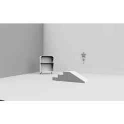 KIDKII Trap En Glijbaan Kunstleer Wit Lichtgrijs -Kinderen Buitenspeelgoed kidkii trap en glijbaan kunstleer wit lichtgrijs a375357 3