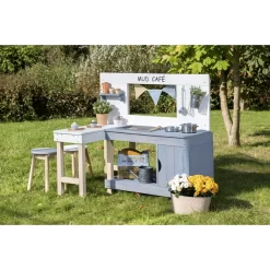 MUDDY BUDDY Speelkeuken Voor Buiten "Mud Café" Wit-wolkgrijs -Kinderen Buitenspeelgoed muddy buddy speelkeuken voor buiten mud cafe wit wolkgrijs a412715 4