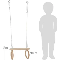 Small Foot ® Trapeze Met Houten Turnringen -Kinderen Buitenspeelgoed small foot trapeze met houten turnringen a329321 3