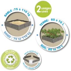 Smoby 2-in-1 Square Garden Zandbak En Plantenbed -Kinderen Buitenspeelgoed smoby 2 in 1 square garden zandbak en plantenbed a383804 4